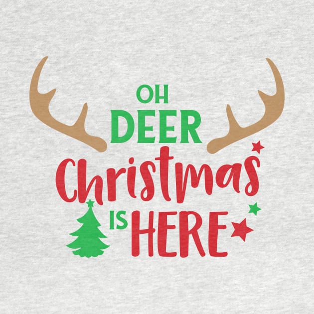Oh Deer Christmas Is Here, Christmas Tree, Antlers by Jelena Dunčević